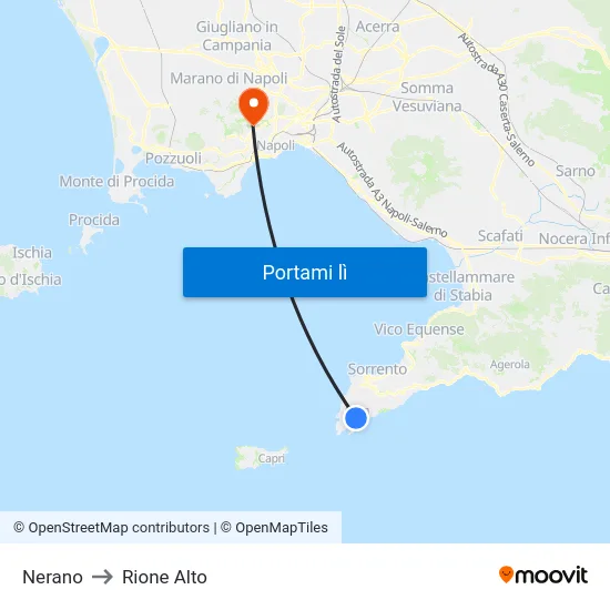 Nerano to Rione Alto map