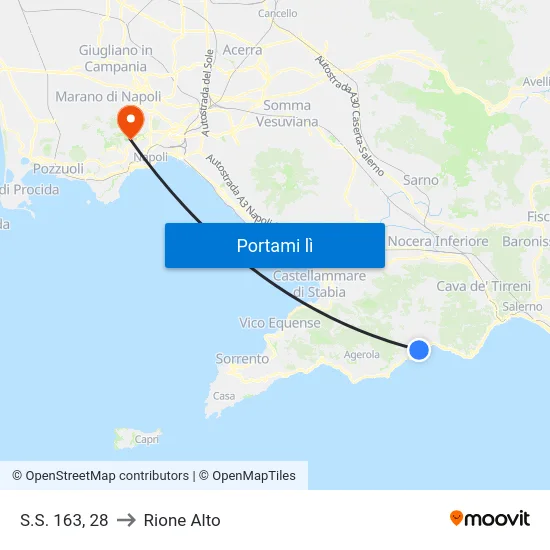 S.S. 163, 28 to Rione Alto map