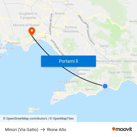 Minori (Via Gatto) to Rione Alto map