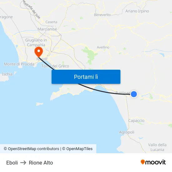 Eboli to Rione Alto map