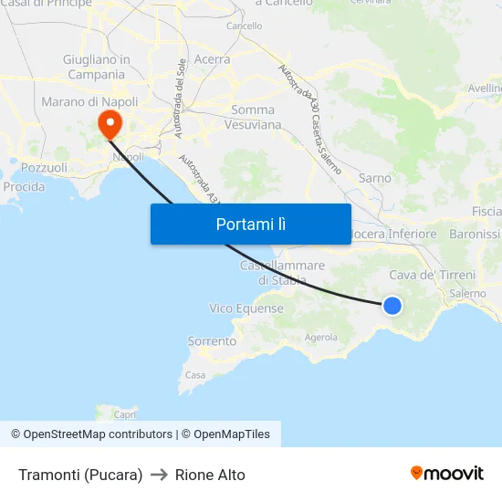 Tramonti (Pucara) to Rione Alto map