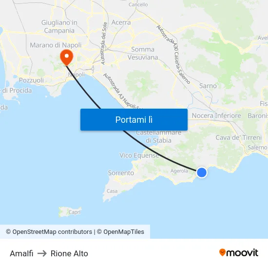 Amalfi to Rione Alto map
