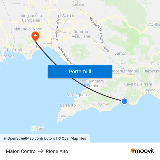 Maiori Centro to Rione Alto map
