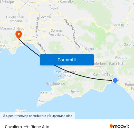 Cavaliero to Rione Alto map