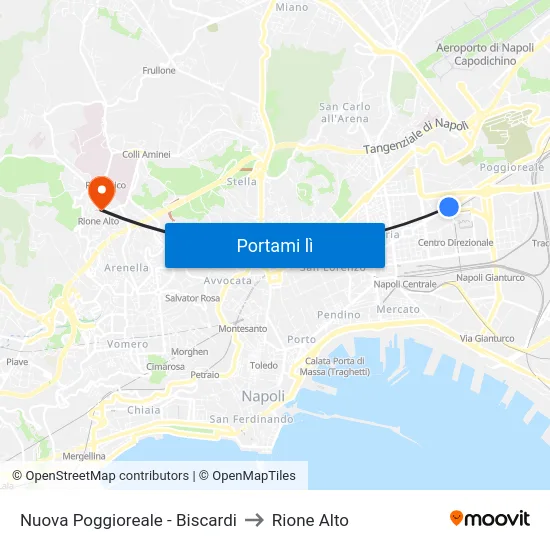 Nuova Poggioreale - Biscardi to Rione Alto map