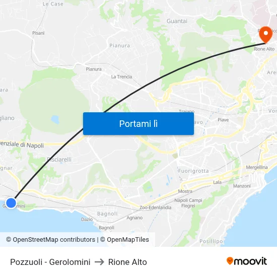 Pozzuoli - Gerolomini to Rione Alto map