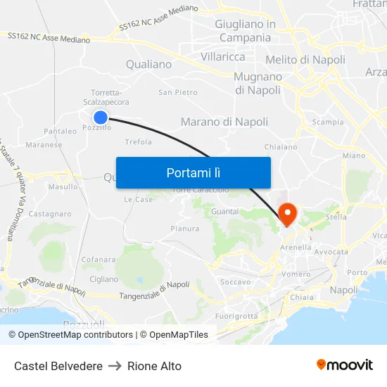 Castel Belvedere to Rione Alto map