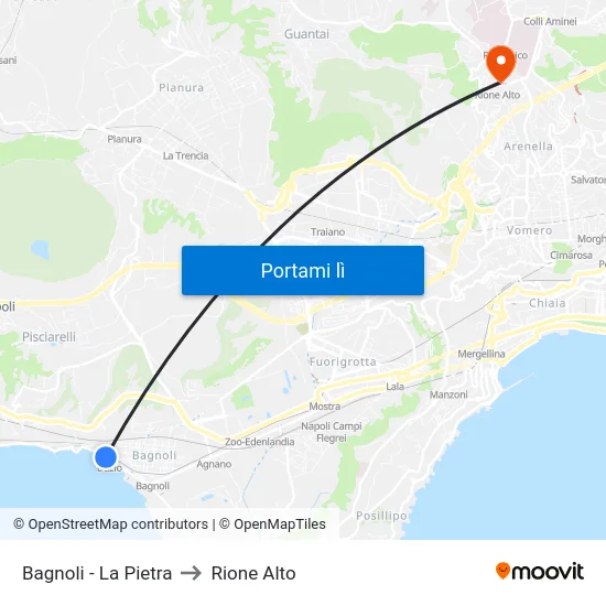 Bagnoli - La Pietra to Rione Alto map
