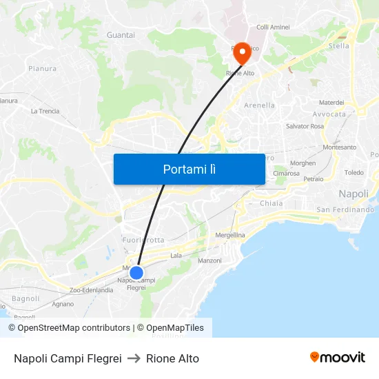 Napoli Campi Flegrei to Rione Alto map
