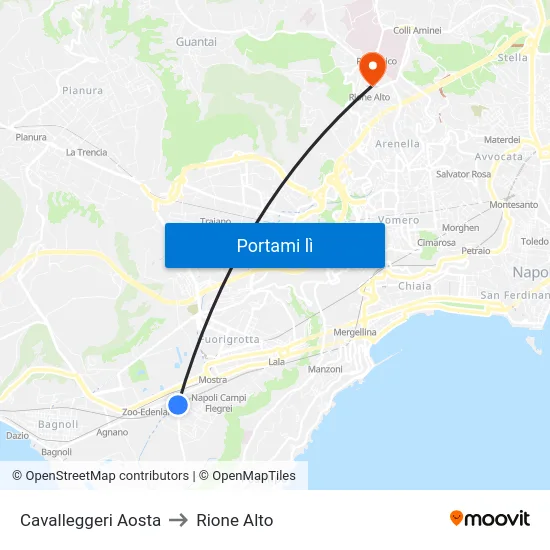 Cavalleggeri Aosta to Rione Alto map