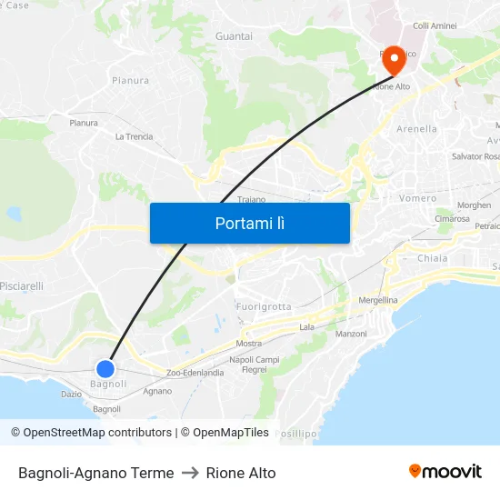 Bagnoli-Agnano Terme to Rione Alto map