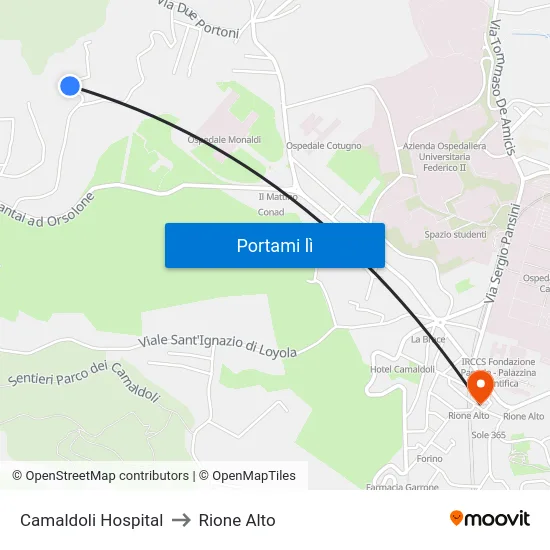Camaldoli Hospital to Rione Alto map