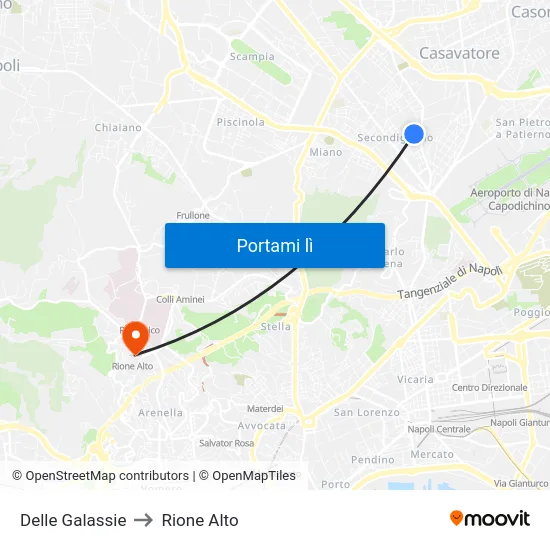 Delle Galassie to Rione Alto map