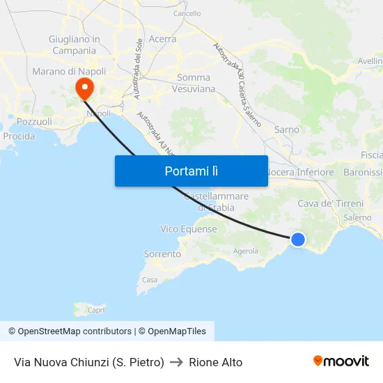 Via Nuova Chiunzi (S. Pietro) to Rione Alto map