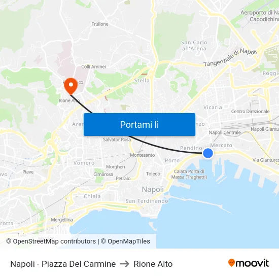Napoli - Piazza Del Carmine to Rione Alto map