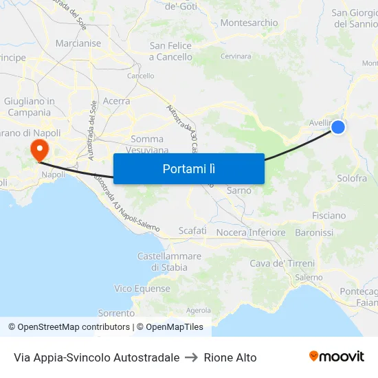Via Appia-Svincolo Autostradale to Rione Alto map