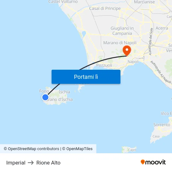 Imperial to Rione Alto map