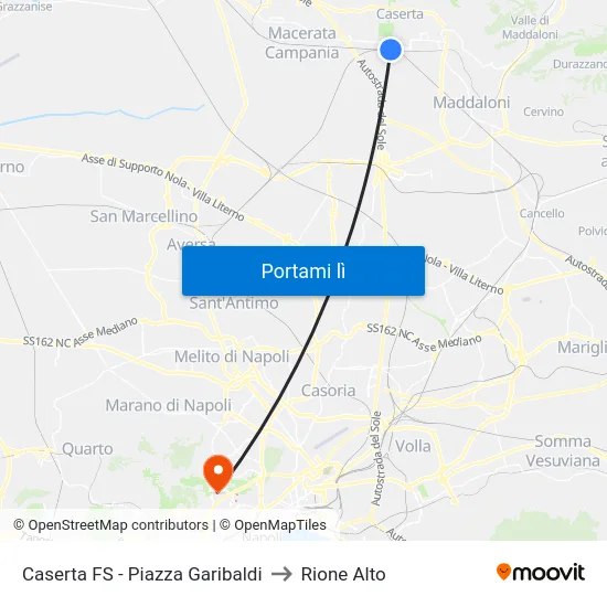 Caserta FS - Piazza Garibaldi to Rione Alto map