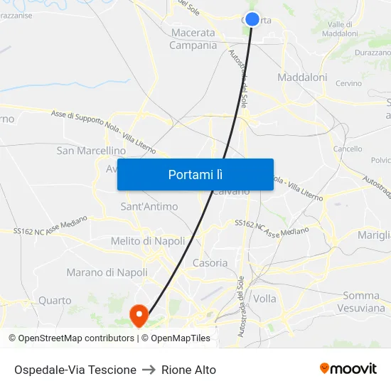 Ospedale-Via Tescione to Rione Alto map