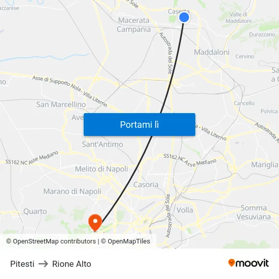 Pitesti to Rione Alto map