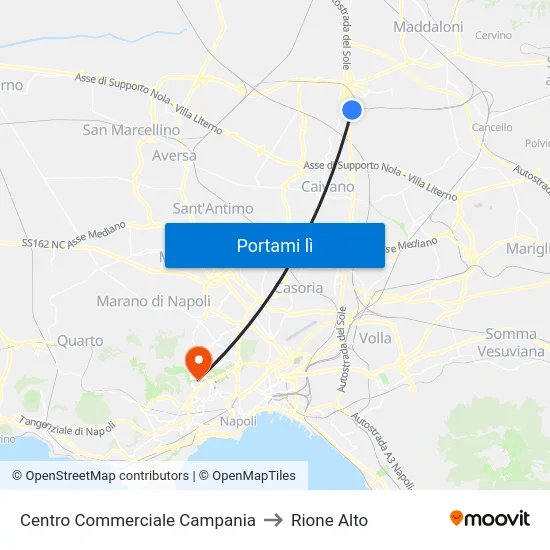Centro Commerciale Campania to Rione Alto map