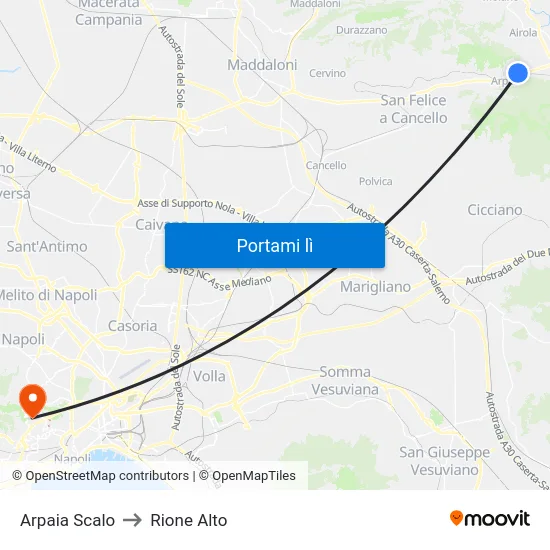 Arpaia Scalo to Rione Alto map