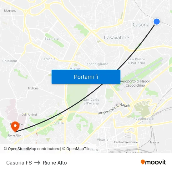 Casoria FS to Rione Alto map
