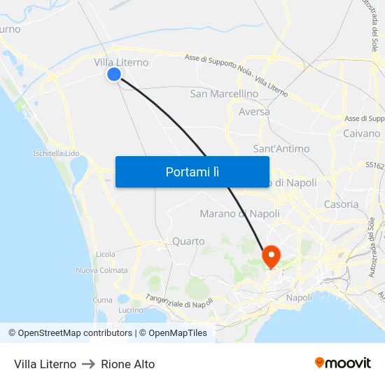 Villa Literno to Rione Alto map