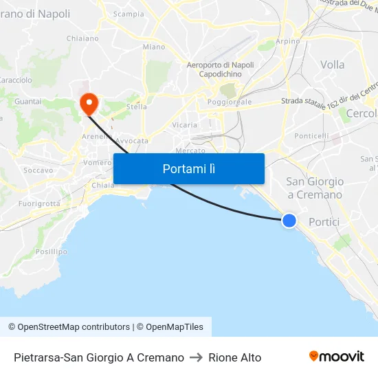 Pietrarsa-San Giorgio A Cremano to Rione Alto map