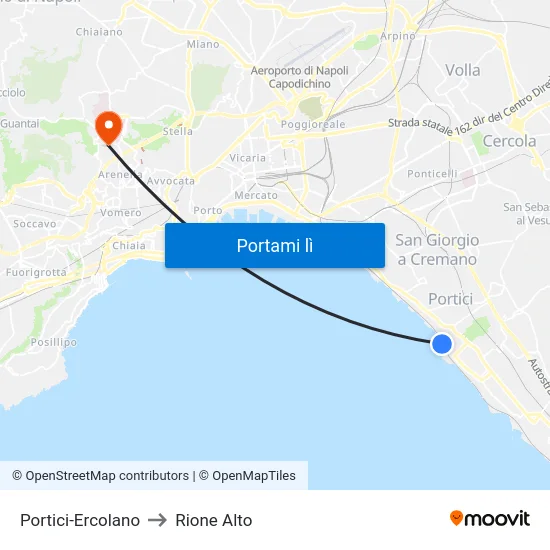 Portici-Ercolano to Rione Alto map