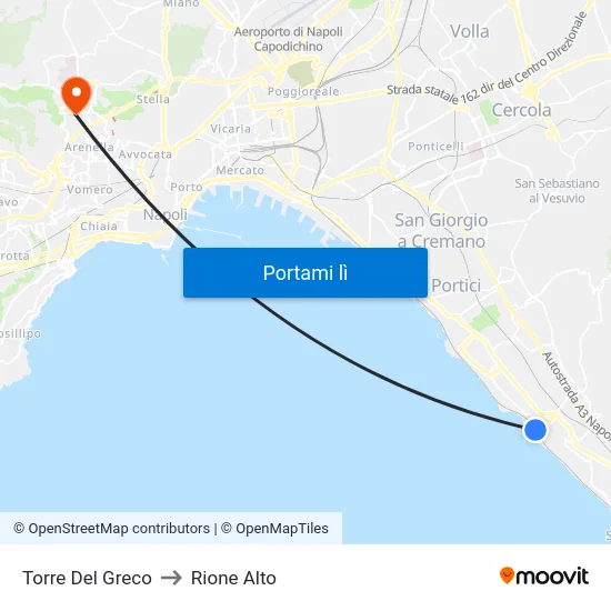 Torre Del Greco to Rione Alto map