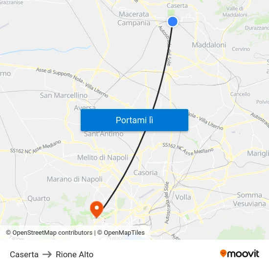 Caserta to Rione Alto map