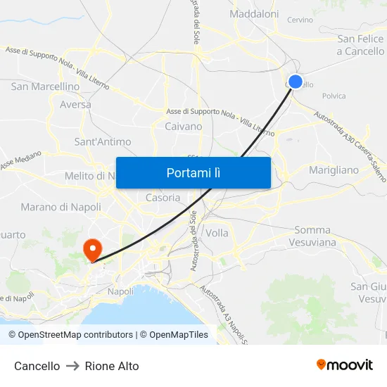 Cancello to Rione Alto map