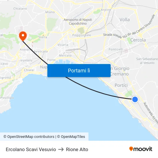 Ercolano Scavi Vesuvio to Rione Alto map