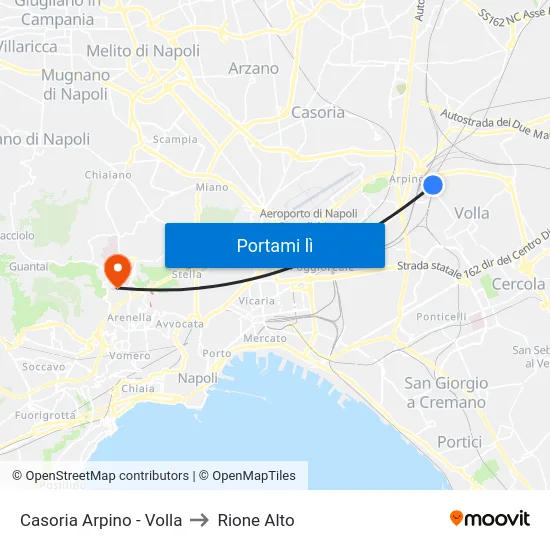 Casoria Arpino - Volla to Rione Alto map