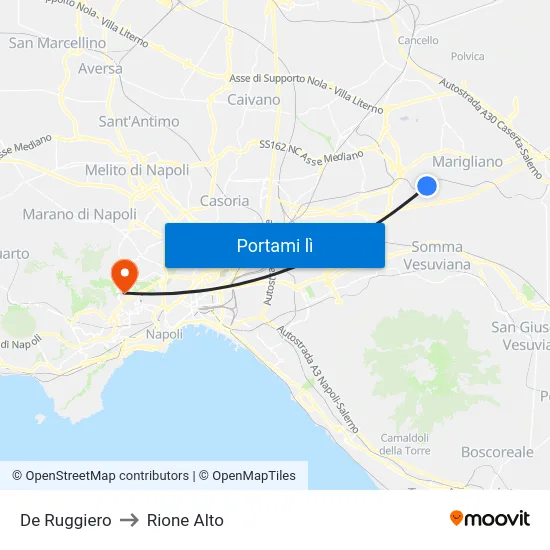 De Ruggiero to Rione Alto map