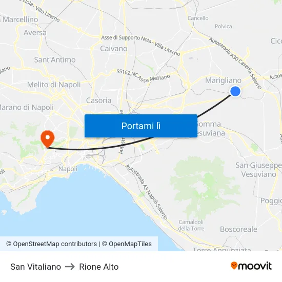 San Vitaliano to Rione Alto map