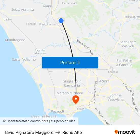 Bivio Pignataro Maggiore to Rione Alto map
