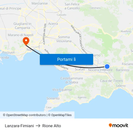 Lanzara-Fimiani to Rione Alto map