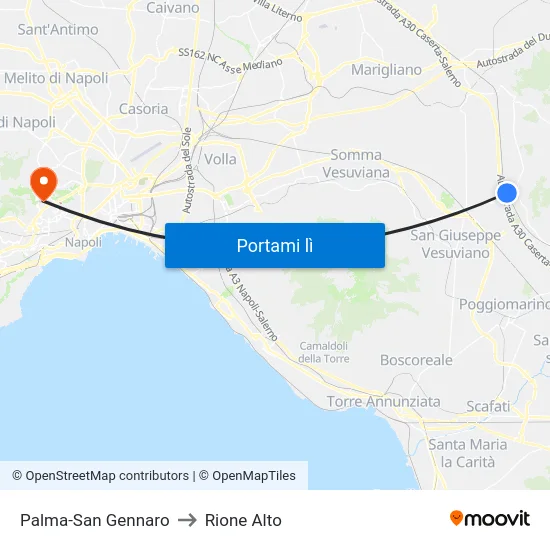 Palma-San Gennaro to Rione Alto map