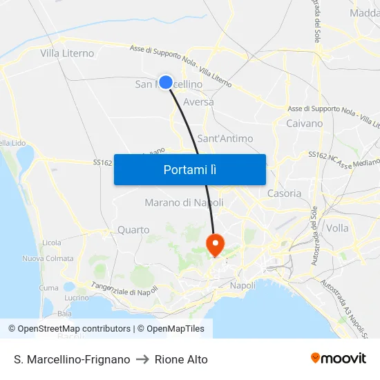 S. Marcellino-Frignano to Rione Alto map
