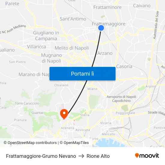 Frattamaggiore-Grumo Nevano to Rione Alto map