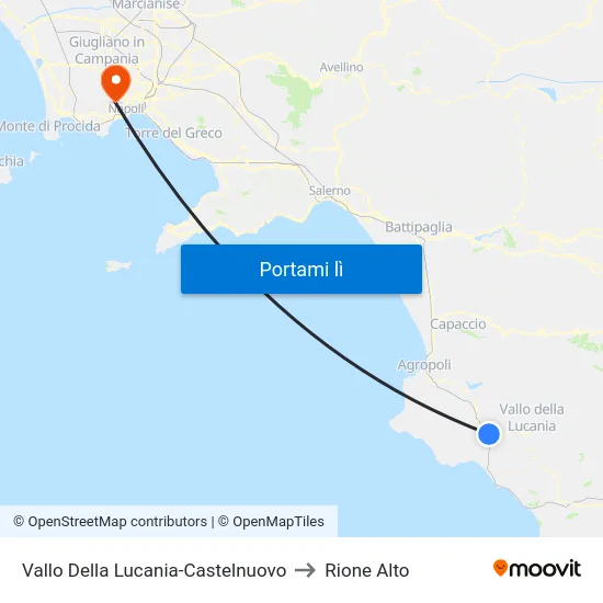 Vallo Della Lucania-Castelnuovo to Rione Alto map