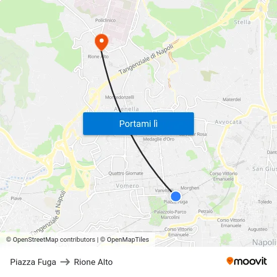 Piazza Fuga to Rione Alto map