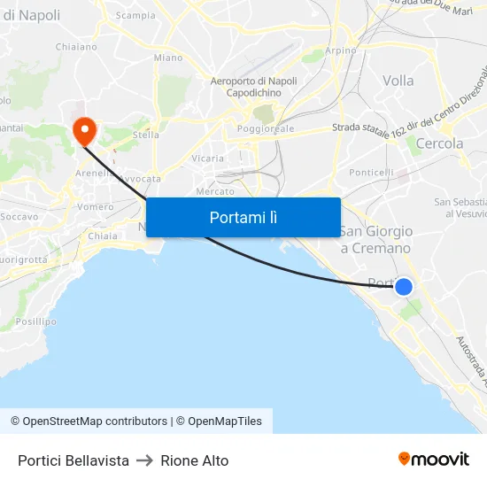 Portici Bellavista to Rione Alto map
