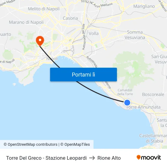 Torre Del Greco - Stazione Leopardi to Rione Alto map