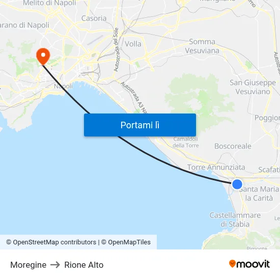 Moregine to Rione Alto map