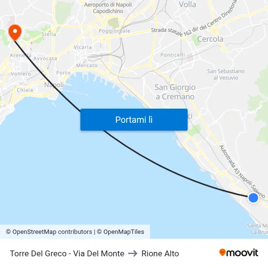 Torre Del Greco - Via Del Monte to Rione Alto map