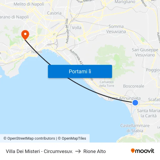 Villa Dei Misteri - Circumvesuv. to Rione Alto map