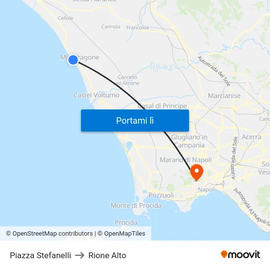 Piazza Stefanelli to Rione Alto map